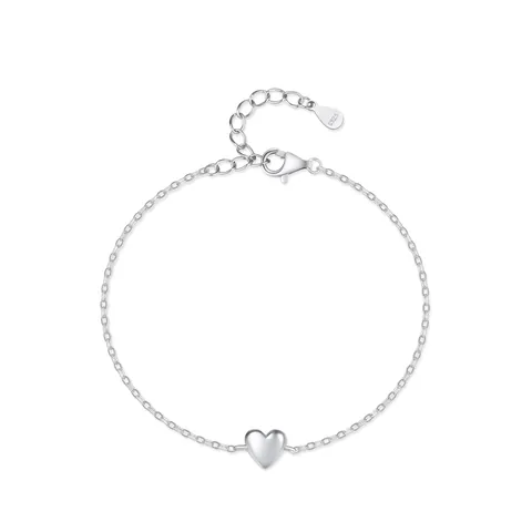 Bracciale a Cuore in Argento Sterling 925 per Donna Minimalista Regolabile Dolce Amore Ciondolo a Cuore Catena a Maglie Gioielli Mano