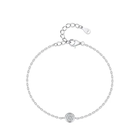 Bracciale Rotondo in Argento Sterling 925 da Donna Micro Intarsiato in Zirconia Catena Regolabile Minimalista Elegante Regalo Gioielli di Moda