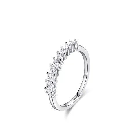S925 Sterling Silver Marquise Zirconia Ring Minimalist Light Luxury Micro Inlaid Eternity Band Fashion Finger Ring For Women