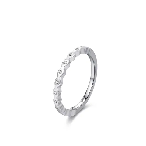 925 Sterling Silver Wavy Geometric Micro Inlay Zirconia Ring For Women Simple Fashion Stackable Index Finger Jewelry Gift
