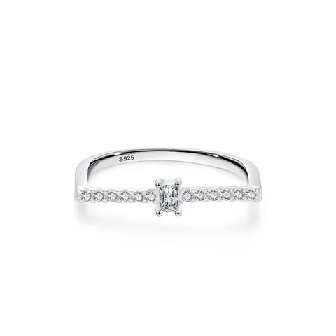 Luxus 925 Sterlingsilber Quadratischer Zirkonia U-Form Ring Für Damen Minimalistisch Geometrisch Eingelegt Stapelbar Verlobung Hochzeit Schmuck Ring