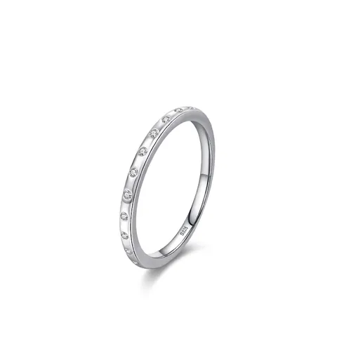 S925 Sterling Silver Micro Inlaid Zirconia Ring For Women Minimalist Stackable Eternity Band Fine Jewelry Finger Ring