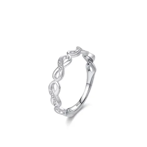 925 Sterling Silver Infinity Symbol Ring For Women Light Luxury Micro-pave Zirconia Geometric Fashion Jewelry Finger Ring