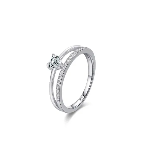 925 Sterling Silver Heart Zirconia Ring For Women Elegant Double Layer Micro Pave Wedding Engagement Band Fashion Jewelry
