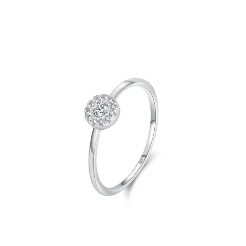 Minimalist 925 Sterling Silver Halo Ring For Women Round Zirconia Inlaid Adjustable Engagement Wedding Finger Ring Light Luxury Fashion Jewelry