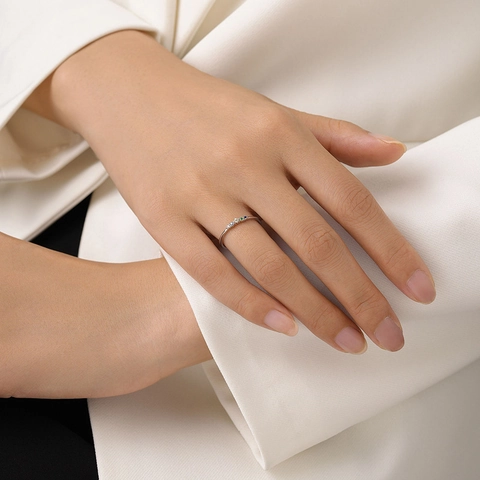 925 Sterlingsilber Regenbogen Zirkonia Ring Für Damen Minimalistisch Zierlich Dünn Bunt Edelstein Fingerring Valentinstag Geschenk