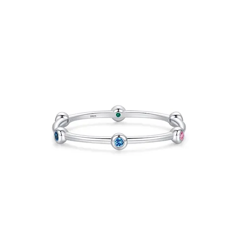 925 Sterling Silver Rainbow Zirconia Ring For Women Minimalist Stackable Design Temperament Female Commuter Jewelry Ring