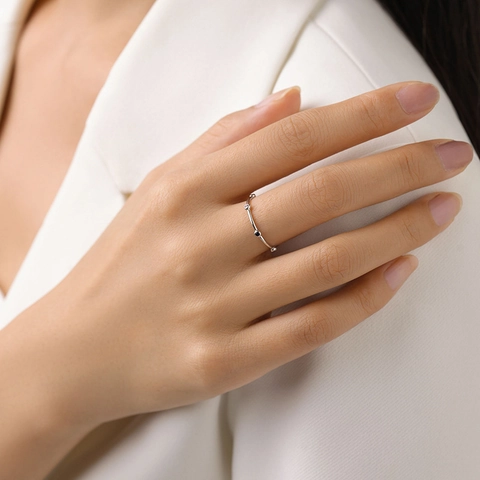 925 Sterling Silver Rainbow Zirconia Ring For Women Minimalist Stackable Design Temperament Female Commuter Jewelry Ring