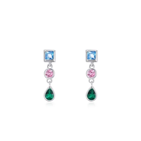 925 Sterlingsilber Ohrstecker Mehrfarbig Strass Quadratisch Rund Wassertropfen Geometrisch Ohrringe Für Damen Party Schmuck