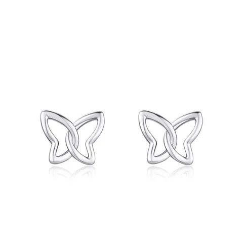 925 Sterling Silver Butterfly Hollow Stud Earrings Minimalist Fashion Jewelry For Women Sweet Small Animal Earrings Accessories