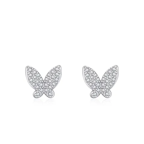 S925 Sterlingsilber Schmetterling Ohrstecker Für Damen Glänzend Eingelegte Strass Elegante Leichte Luxus Mode Schmuck Zubehör
