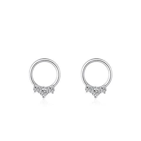 925 Sterlingsilber Runde Ohrstecker Für Damen Mikro Eingelegte Zirkonia Geometrische Kreis Ohrringe Mode Pendeln Schmuck Geschenk