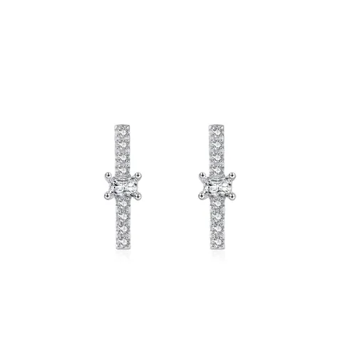 925 Sterlingsilber Geometrische Stab Ohrstecker Für Damen Minimalistische Eingelegte Strass Silber Schmuck Täglich Accessoire