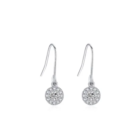 Elegante 925 Sterlingsilber Runde Halo Ohrhaken Ohrringe Mit Klarem Zirkonia Einfacher Modeschmuck Für Damen Geschenk