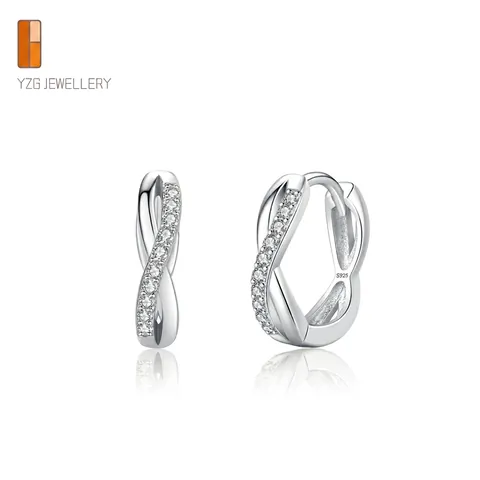 Pendientes de Aro con Símbolo de Infinito de Plata de Ley 925 para Mujer Micropavé Circonia Joyería de Moda Elegante Regalo