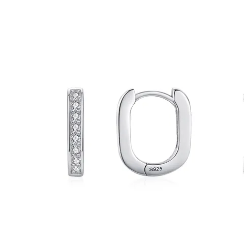 Orecchini Huggie a U in Argento Sterling 925 Con Micro Zirconia Orecchini Geometrici Minimalisti per Donna Gioielli