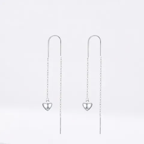 Orecchini a Fili in Argento Sterling 925 con Cuore Dolce Nappa Lunga Pendenti Minimalisti Lucidati Cuore Argento Gioielli Donna