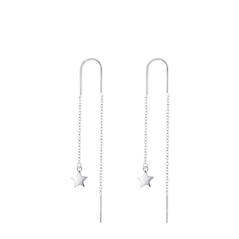 Minimalist 925 Sterling Silver Star Ear Threaders Long Chain Tassel Earrings For Women Dainty Star Charm Fashion Jewelry
