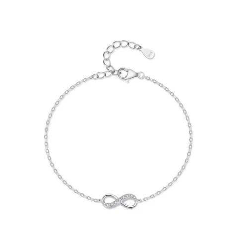 925 Sterling Silver Infinity Symbol Bracelet For Women Sparkling Zirconia Micro Inlaid Adjustable Chain Simple Fashion Jewelry
