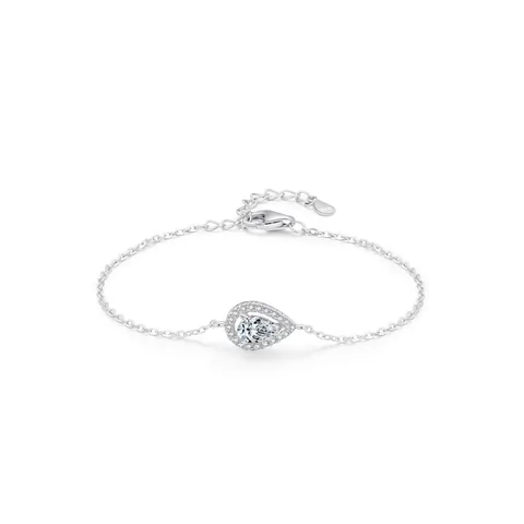 925 Sterling Silver Water Drop Zirconia Bracelet For Women Luxury Pear Shape Halo Cross Chain Fashion Jewelry Adjustable