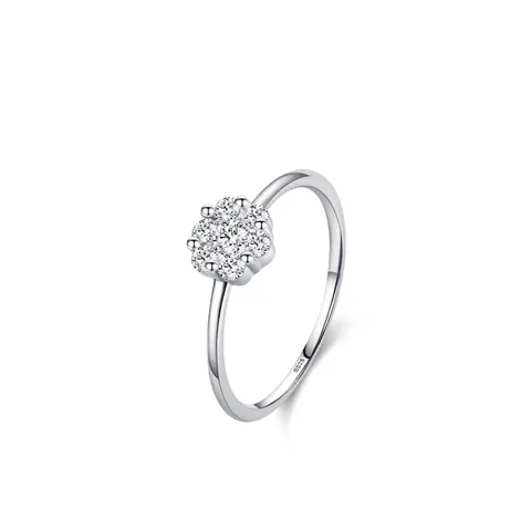 Bague en Argent Sterling S925 Fleur Micro-pavage Zirconia pour Femme Alliance Florale Délicate Style Doux Cadeau Bijoux Saint Valentin
