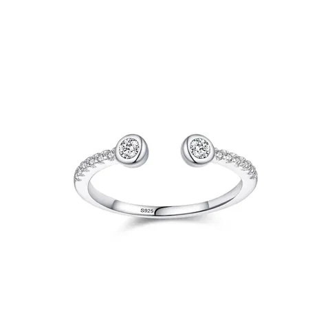 S925 Sterling Silver Open Ring For Women Minimalist Micro Inlaid Zirconia Geometric Adjustable Light Luxury Jewelry Gift