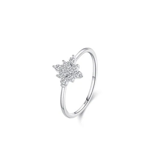 925 Sterling Silver Snowflake Ring Elegant Flower Zirconia Inlaid Adjustable Finger Ring Sweet Jewelry Christmas Gift For Women