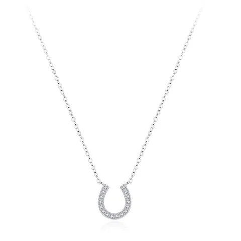 Collana Con Ciondolo a Ferro di Cavallo in Argento Sterling 925 per Donna Minimalismo Intarsiato in Zirconia Catena a U Portafortuna Gioielli