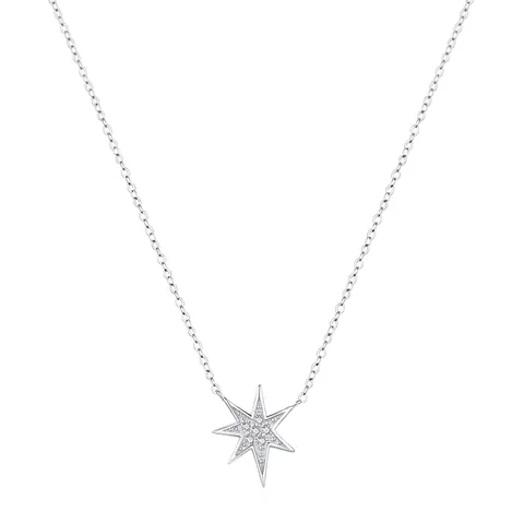 S925 Sterling Zilver Ster Hanger Halsketting Voor Vrouwen Zirkonia Sprankelende Polaris Sleutelbeen Ketting Lichte Luxe Fijne Sieraden