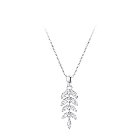 Collana con Pendente a Foglia in Argento Sterling 925 per Donna con Zirconia Lucida Pietre Marquise Gioielli Catena