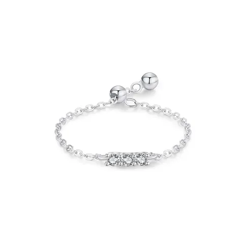 925 Sterlingsilber Geometrischer Verstellbarer Kettenring Mit Strass Minimalistischer Modeschmuck Fingerring Für Damen Büro