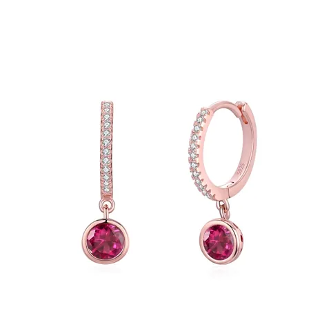 925 Argento Sterling Zirconia Orecchini a Cerchio Elegante Oro Rosa Oro Argento Tondo Pendente Orecchini per Donna Gioielli