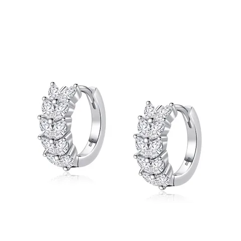 Orecchini a Cerchio in Argento Sterling 925 a Forma di Foglia con Zirconia a Taglio Marquise Incastonato Gioielli alla Moda Donna
