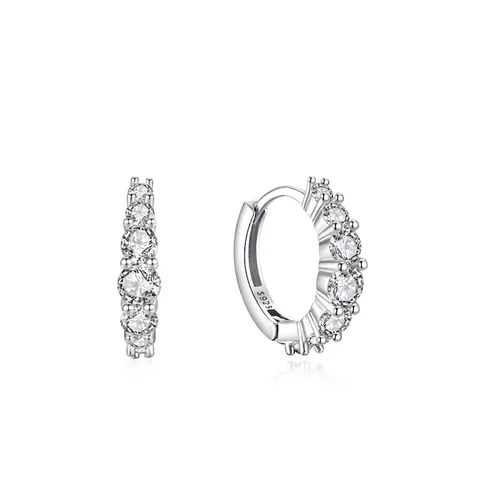 Orecchini a Cerchio in Argento Sterling 925 con Zirconia Brillante per Donna Gioielli Minimalisti Geometrici Tondi alla Moda