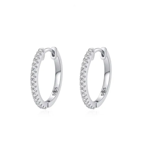 Orecchini a Cerchio in Argento Sterling S925 Con Zirconia per Donna Orecchini Huggie Rotondi Intarsiati Micro Gioielli di Moda