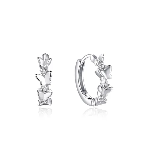 925 Sterling Silver Butterfly Hoop Earrings With Zirconia Elegant Micro-set Animal Design Small Hoop Jewelry For Women Gift