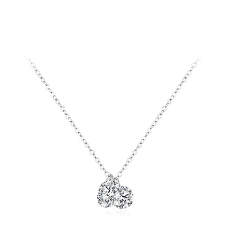 Collar de Plata de Ley 925 con Diamantes de Imitación Brillantes Colgante Redondo Doble Cadena de Clavícula para Mujer Joyería de Moda Minimalista