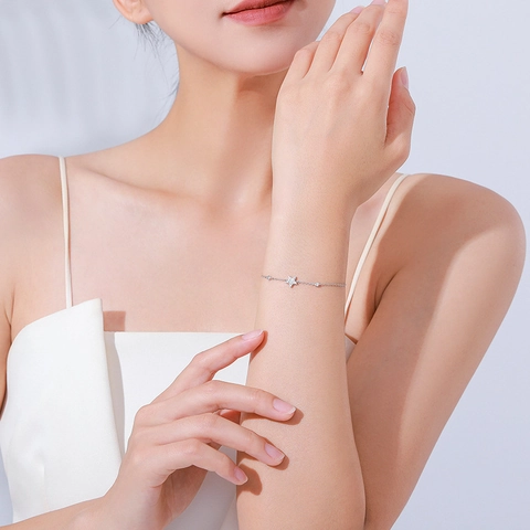 925 Sterling Zilveren Ster Armband Voor Vrouwen Prachtige Micro Pave Zirconia Minimalistische Ketting Verstelbare Hand Sieraden Cadeau