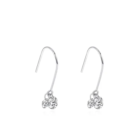 925 Sterling Silver Double Rhinestone Hook Earrings For Women Minimalist Personalized Jewelry Lightweight Dangle Earrings