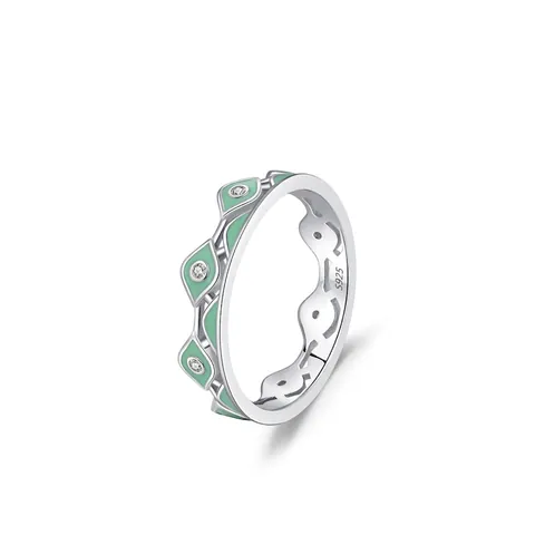 925 Sterlingsilber Böser Blick Ring Minzgrün Emaille Mikro Pflaster Zirkonia Band Mode Individual Fingerring Für Damen Schmuck Geschenk