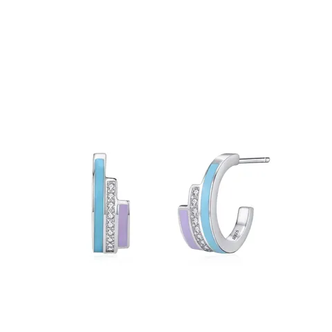925 Sterlingsilber Regenbogen Emaille Ohrstecker Für Damen Mikro Eingelegt Strass Geometrische U Form Ohrringe Schmuck