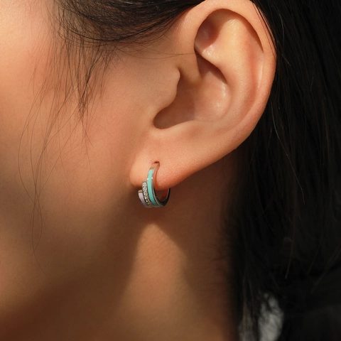 925 Sterlingsilber Regenbogen Emaille Ohrstecker Für Damen Mikro Eingelegt Strass Geometrische U Form Ohrringe Schmuck