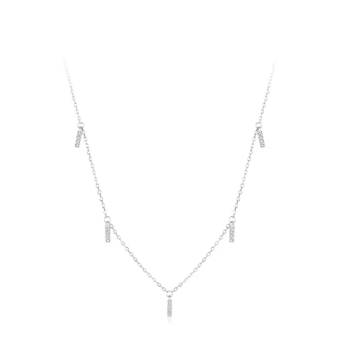 925 Sterling Silver Zirconia Bar Pendant Necklace For Women Minimalist Clavicle Chain Geometric Jewelry Fashion Accessories Gift
