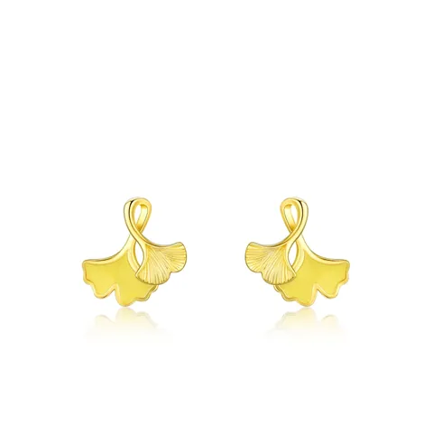 S925 Sterling Zilver Ginkgoblad Oorknopjes 14K Verguld Emaille Waaiervorm Oorbellen Voor Dames Fijne Sieraden Cadeau