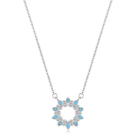 S925 Sterlingsilber Sonnenblume Halskette Für Damen Vintage Türkis Zirkonia Eingelegt Leichter Luxus Nische Schlüsselbeinkette Schmuck
