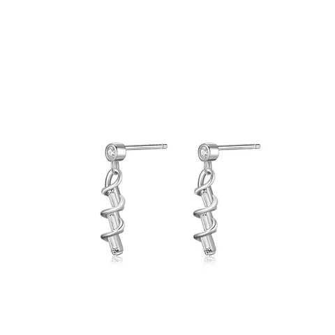 925 Sterlingsilber Spirale Ohrstecker Elegante Geometrische Wellenlinie Zirkonia Eingelegt Mode Pendler Schmuck Für Damen
