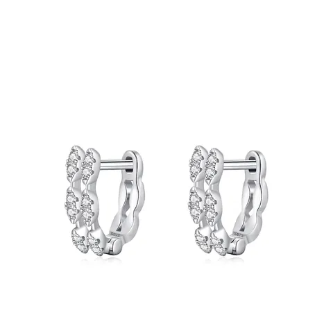 925 Sterling Zilveren Geometrische Dubbele Rij Strass Huggie Oorbellen Voor Vrouwen Luxe Mode Sieraden Cadeau