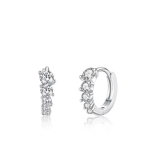 Boucles d'Oreilles Créoles en Argent Sterling 925 avec Strass Dégradé pour Femmes Huggie Géométrique Bijoux de Mode Cadeau