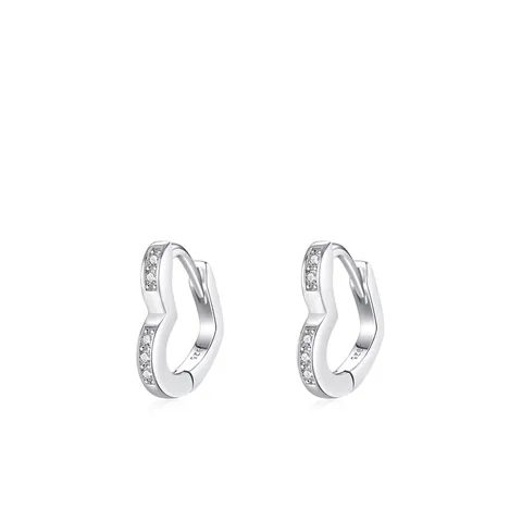 925 Sterling Silver Heart Huggie Hoop Earrings For Women Sparkling Zirconia Micro Pave Romantic Love Elegant Ear Buckle Jewelry