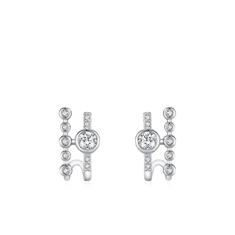 Orecchini a Lobo Geometrici in Argento Sterling 925 per Donna Elegante Zirconia Rotonda Intarsiata Gioielli alla Moda di Lusso
